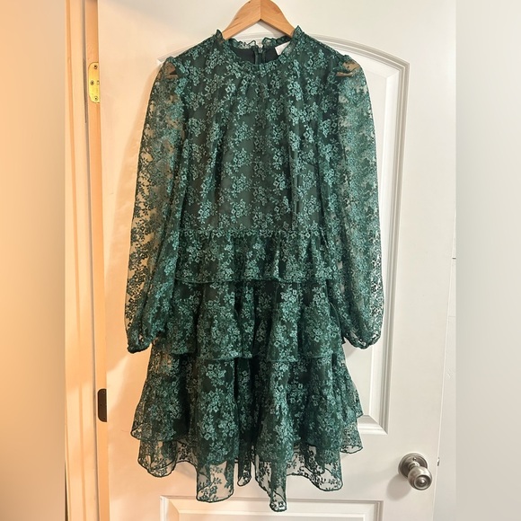Rachel Parcell Lace Tiered Dress emerald green - Picture 1 of 4